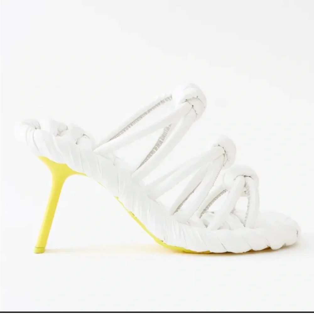 Loewe Petal Knot Leather 90 Sandals White Yellow Size 38 / 8